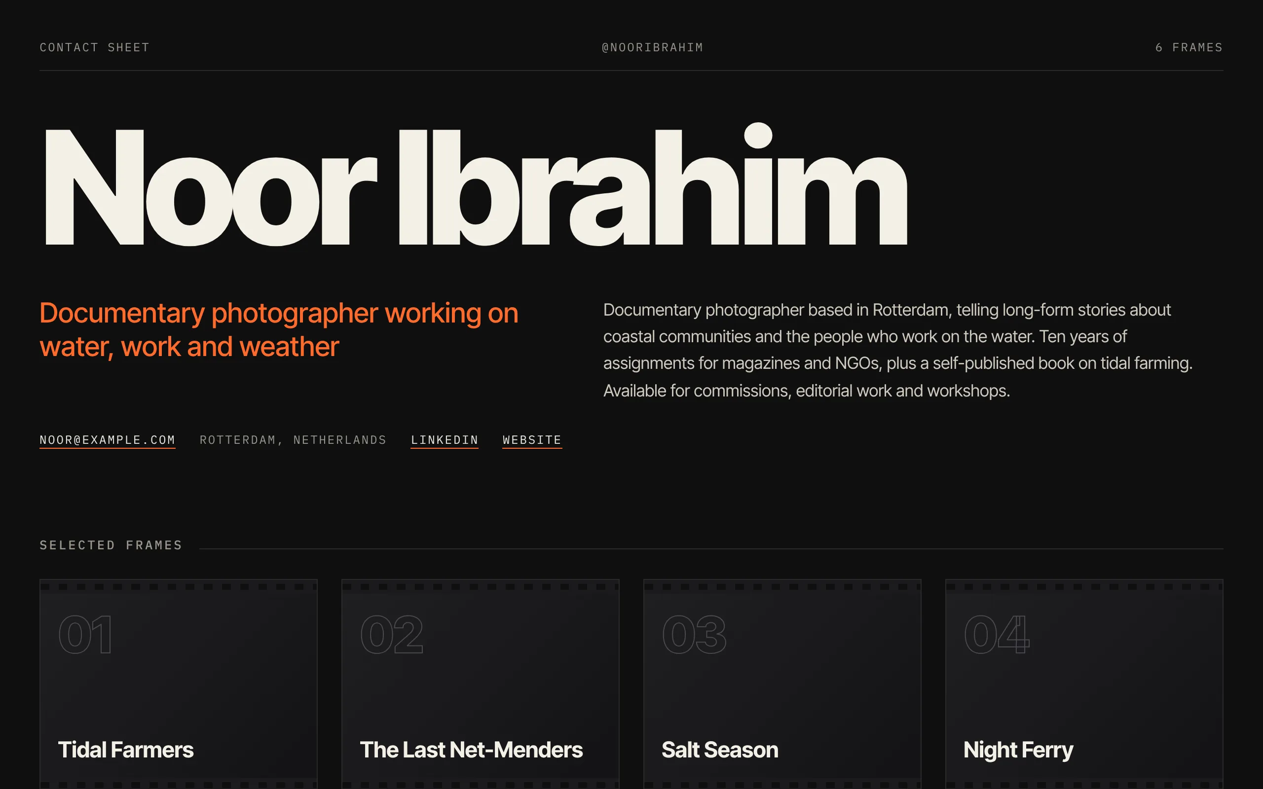 Contact Sheet design